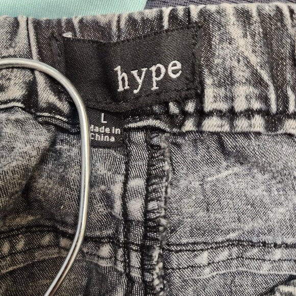 Hype Black Acid Wash Pull On Jegging Jeans Pants Large Low Rise - Picture 3 of 7